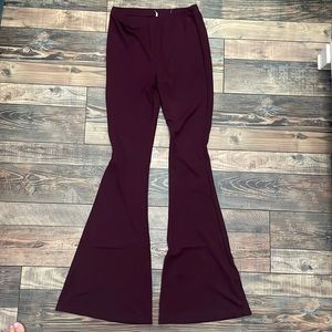 Maroon flared stretch pants